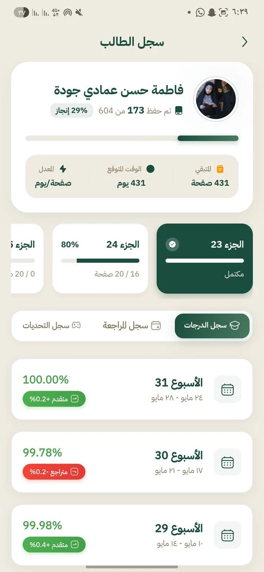 تقدم حفظ القرآن